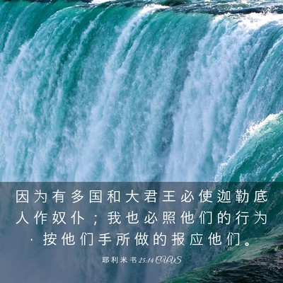 Picture 03 - 耶 利 米 书 25:14 CUVS - 因 为 有 多 国 和 大 君 王 必 使 迦 - Bible Verse Picture