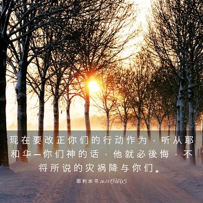 Picture 03 - 耶 利 米 书 26:13 CUVS - 现 在 要 改 正 你 们 的 行 动 作 为 - Bible Verse Picture