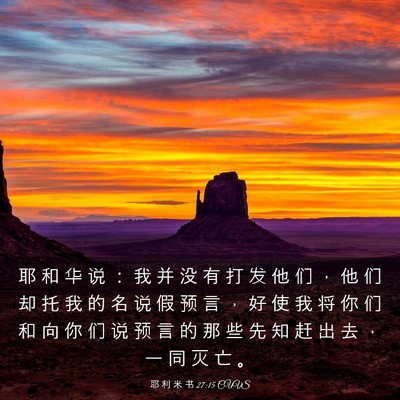 Picture 03 - 耶 利 米 书 27:15 CUVS - 耶 和 华 说 ： 我 并 没 有 打 发 他 - Bible Verse Picture