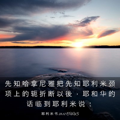Picture 03 - 耶 利 米 书 28:12 CUVS - 先 知 哈 拿 尼 雅 把 先 知 耶 利 米 - Bible Verse Picture