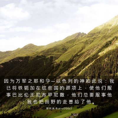 Picture 03 - 耶 利 米 书 28:14 CUVS - 因 为 万 军 之 耶 和 华 ─ 以 色 列 - Bible Verse Picture