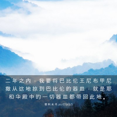 Picture 03 - 耶 利 米 书 28:3 CUVS - 二 年 之 内 ， 我 要 将 巴 比 伦 王 - Bible Verse Picture