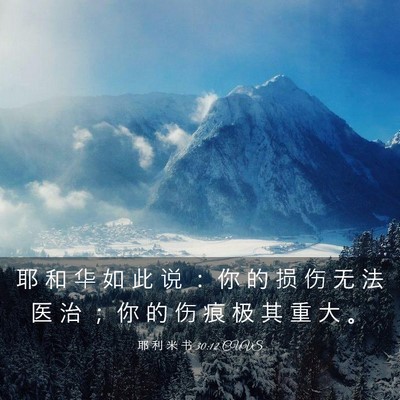 Picture 03 - 耶 利 米 书 30:12 CUVS - 耶 和 华 如 此 说 ： 你 的 损 伤 无 - Bible Verse Picture