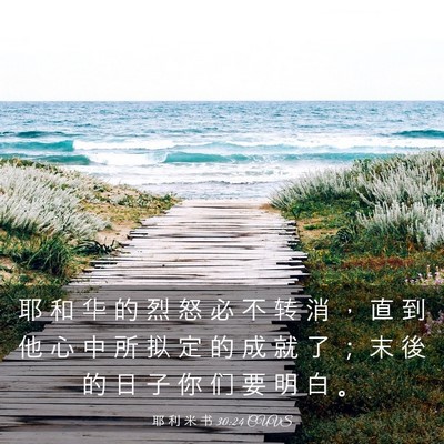 Picture 03 - 耶 利 米 书 30:24 CUVS - 耶 和 华 的 烈 怒 必 不 转 消 ， 直 - Bible Verse Picture