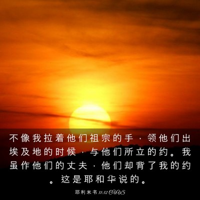 Picture 03 - 耶 利 米 书 31:32 CUVS - 不 像 我 拉 着 他 们 祖 宗 的 手 ， - Bible Verse Picture