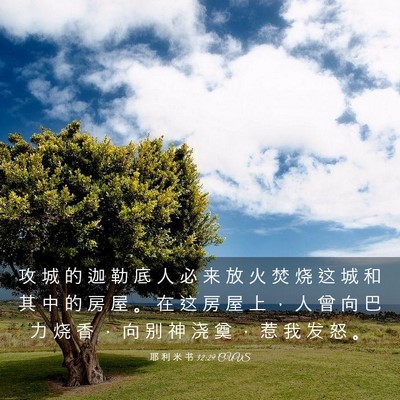 Picture 03 - 耶 利 米 书 32:29 CUVS - 攻 城 的 迦 勒 底 人 必 来 放 火 焚 - Bible Verse Picture