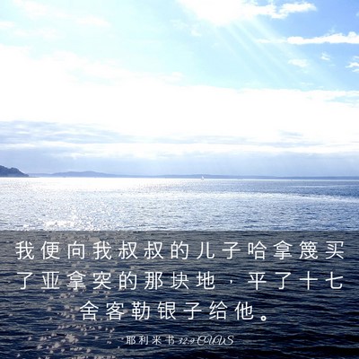 Picture 03 - 耶 利 米 书 32:9 CUVS - 我 便 向 我 叔 叔 的 儿 子 哈 拿 篾 - Bible Verse Picture