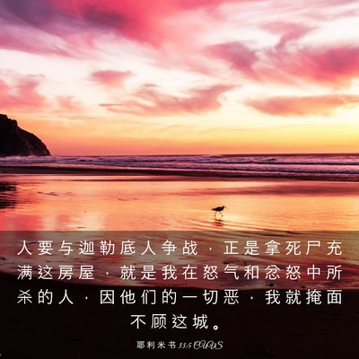 Picture 03 - 耶 利 米 书 33:5 CUVS - 人 要 与 迦 勒 底 人 争 战 ， 正 是 - Bible Verse Picture