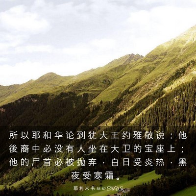 Picture 03 - 耶 利 米 书 36:30 CUVS - 所 以 耶 和 华 论 到 犹 大 王 约 雅 - Bible Verse Picture