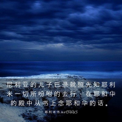 Picture 03 - 耶 利 米 书 36:8 CUVS - 尼 利 亚 的 儿 子 巴 录 就 照 先 知 - Bible Verse Picture