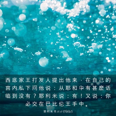 Picture 03 - 耶 利 米 书 37:17 CUVS - 西 底 家 王 打 发 人 提 出 他 来 ， - Bible Verse Picture
