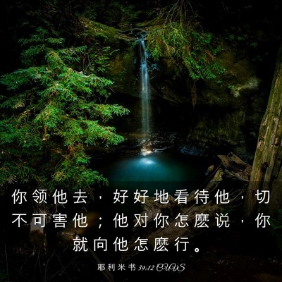 Picture 03 - 耶 利 米 书 39:12 CUVS - 你 领 他 去 ， 好 好 地 看 待 他 ， - Bible Verse Picture