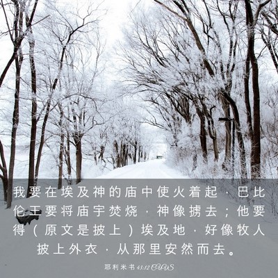 Picture 03 - 耶 利 米 书 43:12 CUVS - 我 要 在 埃 及 神 的 庙 中 使 火 着 - Bible Verse Picture