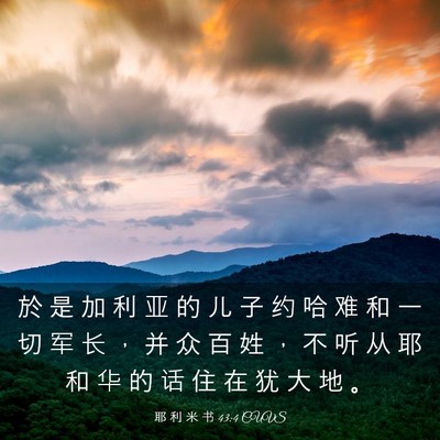 Picture 03 - 耶 利 米 书 43:4 CUVS - 於 是 加 利 亚 的 儿 子 约 哈 难 和 - Bible Verse Picture