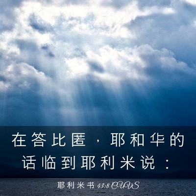Picture 03 - 耶 利 米 书 43:8 CUVS - 在 答 比 匿 ， 耶 和 华 的 话 临 到 - Bible Verse Picture