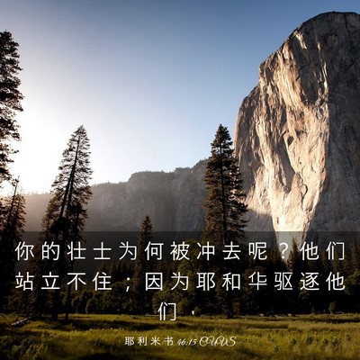 Picture 03 - 耶 利 米 书 46:15 CUVS - 你 的 壮 士 为 何 被 冲 去 呢 ？ 他 - Bible Verse Picture