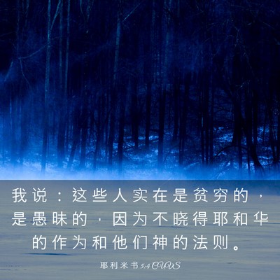 Picture 03 - 耶 利 米 书 5:4 CUVS - 我 说 ： 这 些 人 实 在 是 贫 穷 的 - Bible Verse Picture