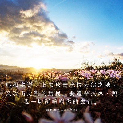 Picture 03 - 耶 利 米 书 50:21 CUVS - 耶 和 华 说 ： 上 去 攻 击 米 拉 大 - Bible Verse Picture