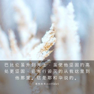 Picture 03 - 耶 利 米 书 51:53 CUVS - 巴 比 伦 虽 升 到 天 上 ， 虽 使 他 - Bible Verse Picture