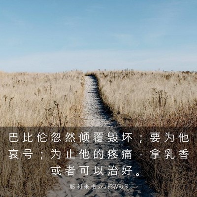 Picture 03 - 耶 利 米 书 51:8 CUVS - 巴 比 伦 忽 然 倾 覆 毁 坏 ； 要 为 - Bible Verse Picture