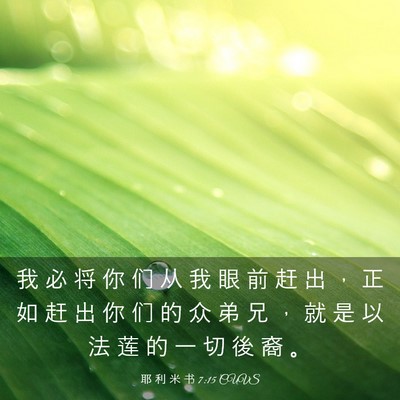 Picture 03 - 耶 利 米 书 7:15 CUVS - 我 必 将 你 们 从 我 眼 前 赶 出 ， - Bible Verse Picture