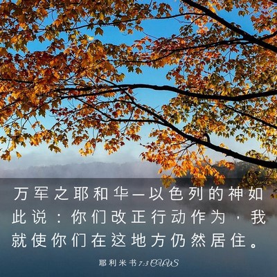Picture 03 - 耶 利 米 书 7:3 CUVS - 万 军 之 耶 和 华 ─ 以 色 列 的 神 - Bible Verse Picture