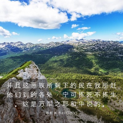 Picture 03 - 耶 利 米 书 8:3 CUVS - 并 且 这 恶 族 所 剩 下 的 民 在 我 - Bible Verse Picture