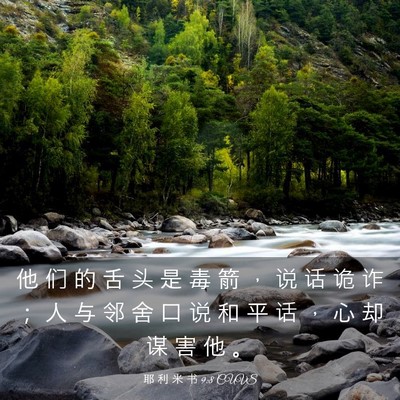 Picture 03 - 耶 利 米 书 9:8 CUVS - 他 们 的 舌 头 是 毒 箭 ， 说 话 诡 - Bible Verse Picture