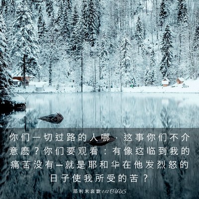 Picture 03 - 耶 利 米 哀 歌 1:12 CUVS - 你 们 一 切 过 路 的 人 哪 ， 这 事 - Bible Verse Picture
