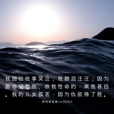 Picture 03 - 耶 利 米 哀 歌 1:16 CUVS - 我 因 这 些 事 哭 泣 ； 我 眼 泪 汪 - Bible Verse Picture