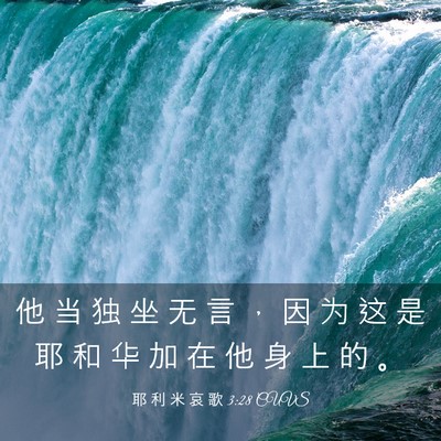 Picture 03 - 耶 利 米 哀 歌 3:28 CUVS - 他 当 独 坐 无 言 ， 因 为 这 是 耶 - Bible Verse Picture