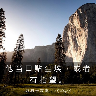 Picture 03 - 耶 利 米 哀 歌 3:29 CUVS - 他 当 口 贴 尘 埃 ， 或 者 有 指 望 - Bible Verse Picture