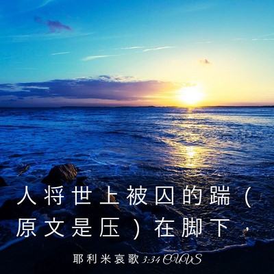 Picture 03 - 耶 利 米 哀 歌 3:34 CUVS - 人 将 世 上 被 囚 的 踹 （ 原 文 是 - Bible Verse Picture