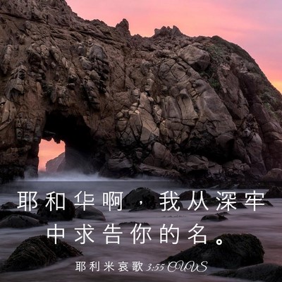 Picture 03 - 耶 利 米 哀 歌 3:55 CUVS - 耶 和 华 啊 ， 我 从 深 牢 中 求 告 - Bible Verse Picture