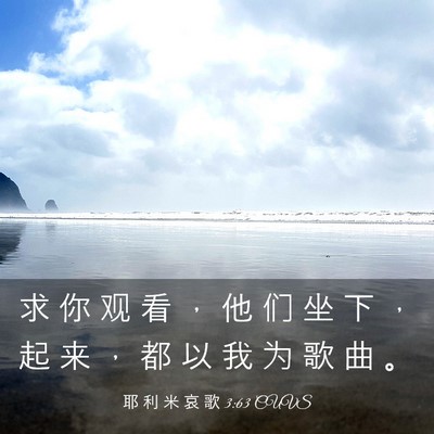 Picture 03 - 耶 利 米 哀 歌 3:63 CUVS - 求 你 观 看 ， 他 们 坐 下 ， 起 来 - Bible Verse Picture