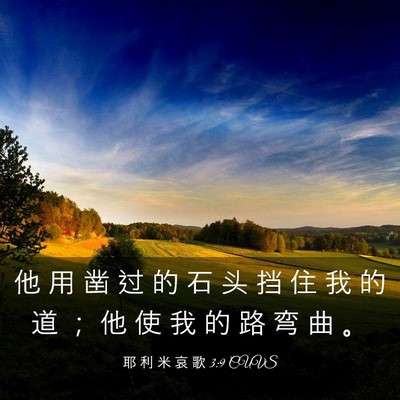 Picture 03 - 耶 利 米 哀 歌 3:9 CUVS - 他 用 凿 过 的 石 头 挡 住 我 的 道 - Bible Verse Picture