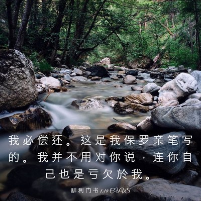 Picture 03 - 腓 利 门 书 1:19 CUVS - 我 必 偿 还 。 这 是 我 保 罗 亲 笔 - Bible Verse Picture