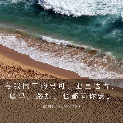 Picture 03 - 腓 利 门 书 1:24 CUVS - 与 我 同 工 的 马 可 、 亚 里 达 古 - Bible Verse Picture