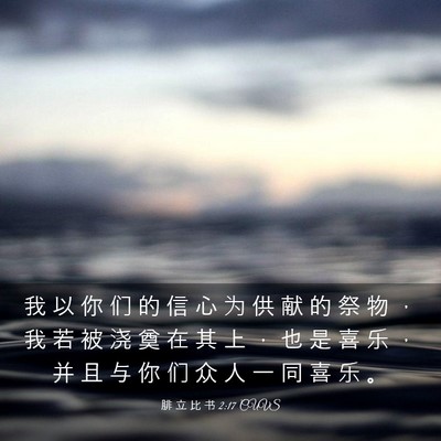 Picture 03 - 腓 立 比 书 2:17 CUVS - 我 以 你 们 的 信 心 为 供 献 的 祭 - Bible Verse Picture