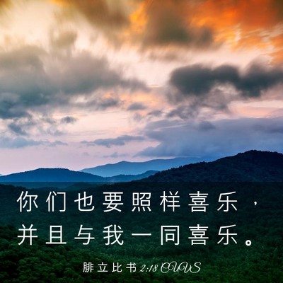 Picture 03 - 腓 立 比 书 2:18 CUVS - 你 们 也 要 照 样 喜 乐 ， 并 且 与 - Bible Verse Picture