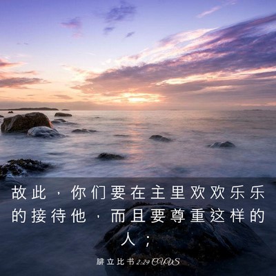 Picture 03 - 腓 立 比 书 2:29 CUVS - 故 此 ， 你 们 要 在 主 里 欢 欢 乐 - Bible Verse Picture