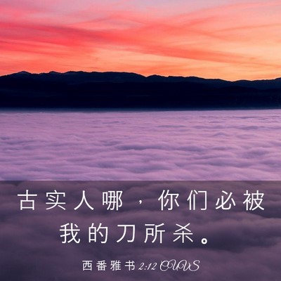 Picture 03 - 西 番 雅 书 2:12 CUVS - 古 实 人 哪 ， 你 们 必 被 我 的 刀 - Bible Verse Picture