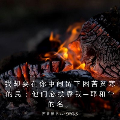 Picture 03 - 西 番 雅 书 3:12 CUVS - 我 却 要 在 你 中 间 留 下 困 苦 贫 - Bible Verse Picture