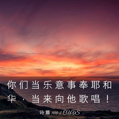Picture 03 - 诗 篇 100:2 CUVS - 你 们 当 乐 意 事 奉 耶 和 华 ， 当 - Bible Verse Picture