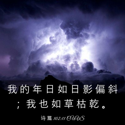 Picture 03 - 诗 篇 102:11 CUVS - 我 的 年 日 如 日 影 偏 斜 ； 我 也 - Bible Verse Picture