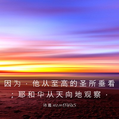 Picture 03 - 诗 篇 102:19 CUVS - 因 为 ， 他 从 至 高 的 圣 所 垂 看 - Bible Verse Picture