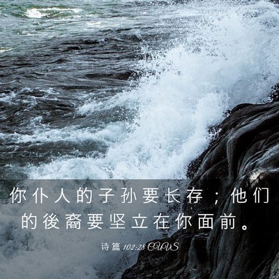 Picture 03 - 诗 篇 102:28 CUVS - 你 仆 人 的 子 孙 要 长 存 ； 他 们 - Bible Verse Picture