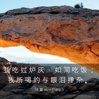 Picture 03 - 诗 篇 102:9 CUVS - 我 吃 过 炉 灰 ， 如 同 吃 饭 ； 我 - Bible Verse Picture