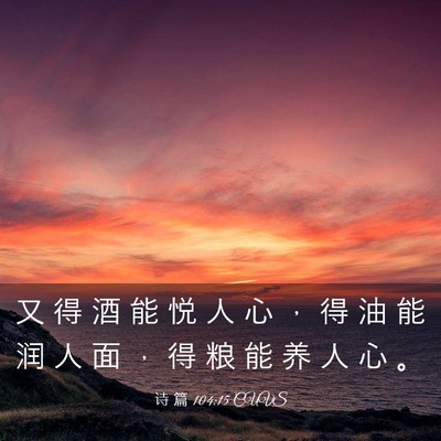 Picture 03 - 诗 篇 104:15 CUVS - 又 得 酒 能 悦 人 心 ， 得 油 能 润 - Bible Verse Picture