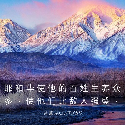 Picture 03 - 诗 篇 105:24 CUVS - 耶 和 华 使 他 的 百 姓 生 养 众 多 - Bible Verse Picture